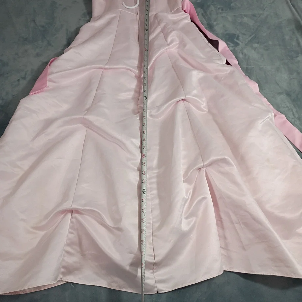 Girls Pink Satin Cold Shoulder Flower Girl Pageant Dress Rosette Pick-Up Gown